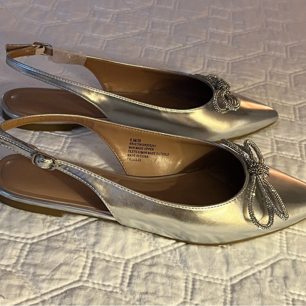 Bcbgeneration Silver Slingback Flats - image 2